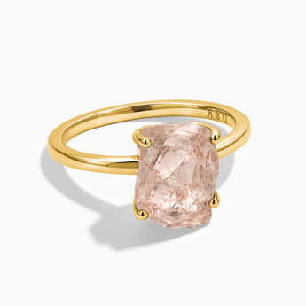 18KT Yellow Gold Vermeil Raw Morganite Ring - Freeform Front View