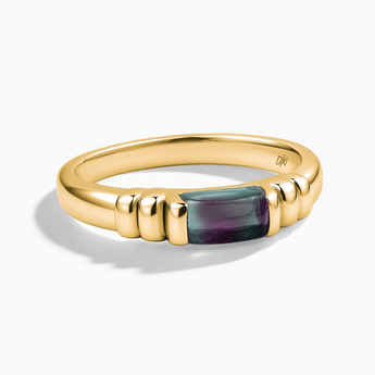 18KT Yellow Gold Vermeil Rectangle Alexandrite Cabochon Ring Axis Front View