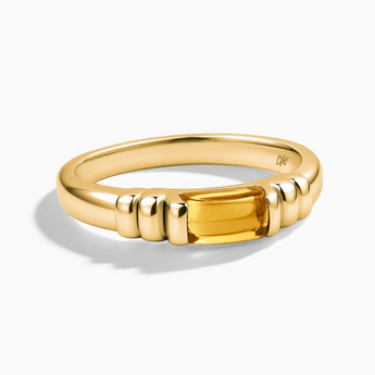 18KT Yellow Gold Vermeil Rectangle Citrine Cabochon Ring Axis Front View