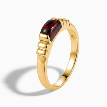 18KT Yellow Gold Vermeil Rectangle Garnet Cabochon Ring Axis Side View