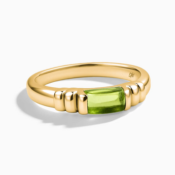 18KT Yellow Gold Vermeil Rectangle Peridot Cabochon Ring Axis Front View