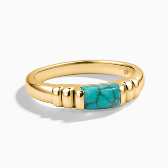 18KT Yellow Gold Vermeil Rectangle Turquoise Cabochon Ring Axis Front View