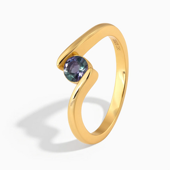 18KT Yellow Gold Vermeil Round Alexandrite Bypass Ring - Soft Haven Side View