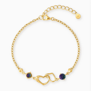 18KT Yellow Gold Vermeil Round Alexandrite Heart Infinity Bracelet - Evermore Front View