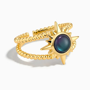 18KT Yellow Gold Vermeil Round Alexandrite Sunburst Twisted Ring - Soleil Ray Front View