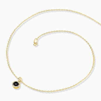 18KT Yellow Gold Vermeil Round Black Onyx Bezel Necklace - Elara Side View