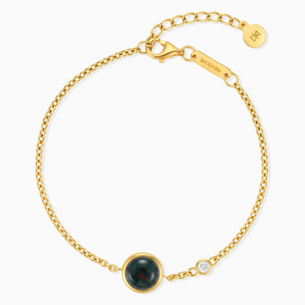 18KT Yellow Gold Vermeil Round Bloodstone Spinner Bracelet - Revolve Front View