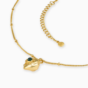 18KT Yellow Gold Vermeil Round Bloodstone Sun Conch Necklace - Tidal Glow Side View