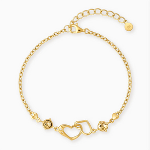 18KT Yellow Gold Vermeil Round Citrine Heart Infinity Bracelet - Evermore Front View