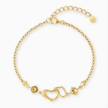 18KT Yellow Gold Vermeil Round Citrine Heart Infinity Bracelet - Evermore Front View