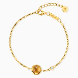 18KT Yellow Gold Vermeil Round Citrine Spinner Bracelet - Revolve Front View