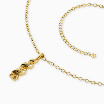18KT Yellow Gold Vermeil Round Citrine Triple Gemstone Twisted Necklace - Spiral Rondo Side View