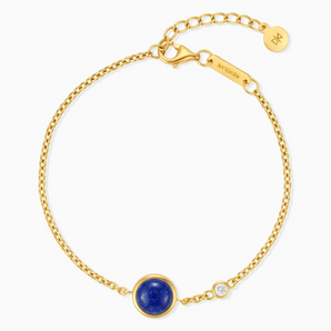 18KT Yellow Gold Vermeil Round Lapis Lazuli Spinner Bracelet - Revolve Front View