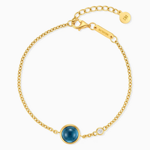 18KT Yellow Gold Vermeil Round London Blue Topaz Spinner Bracelet - Revolve Front View