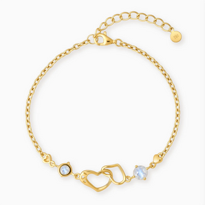 18KT Yellow Gold Vermeil Round Moonstone Heart Infinity Bracelet - Evermore Front View
