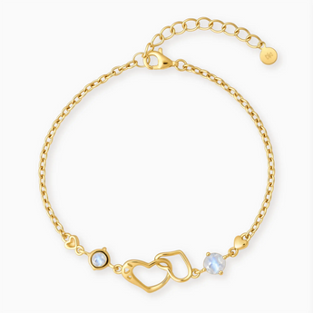 18KT Yellow Gold Vermeil Round Moonstone Heart Infinity Bracelet - Evermore Front View