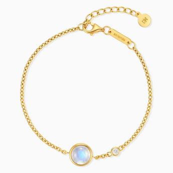 18KT Yellow Gold Vermeil Round Moonstone Spinner Bracelet - Revolve Front View