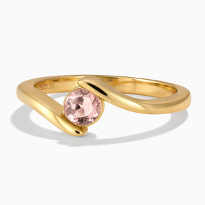 18KT Yellow Gold Vermeil Round Morganite Bypass Ring - Soft Haven Front View