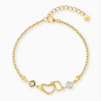 18KT Yellow Gold Vermeil Round Opal Heart Infinity Bracelet - Evermore Front View