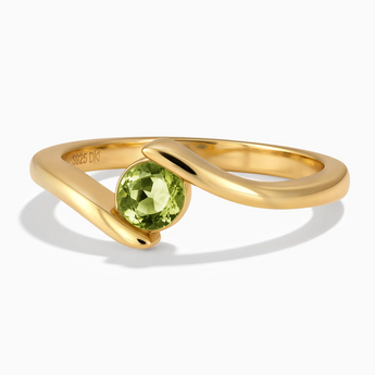 18KT Yellow Gold Vermeil Round Peridot Bypass Ring - Soft Haven Front View