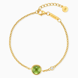 18KT Yellow Gold Vermeil Round Peridot Spinner Bracelet - Revolve Front View
