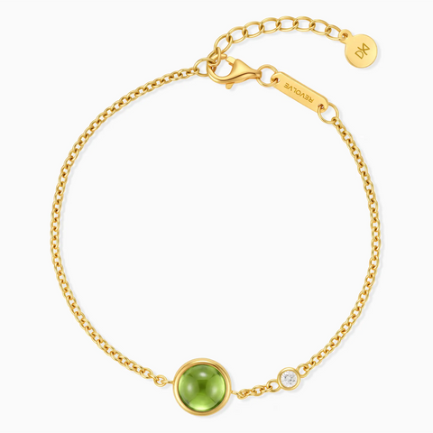 18KT Yellow Gold Vermeil Round Peridot Spinner Bracelet - Revolve Front View