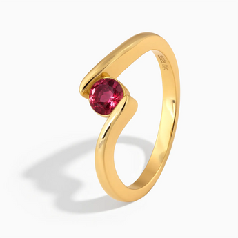 18KT Yellow Gold Vermeil Round Ruby Bypass Ring - Soft Haven Side View