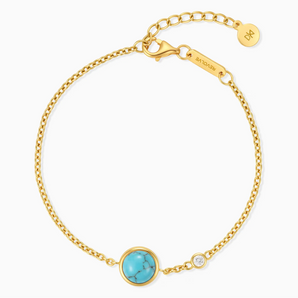 18KT Yellow Gold Vermeil Round Turquoise Spinner Bracelet - Revolve Front View