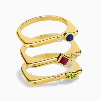 18KT Yellow Gold Vermeil Royal Hue Stacking Ring Set - Celeste Stories Front View