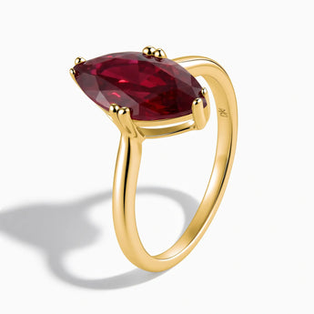 18KT Yellow Gold Vermeil Ruby Marquise Ring - Silent Glow Side View