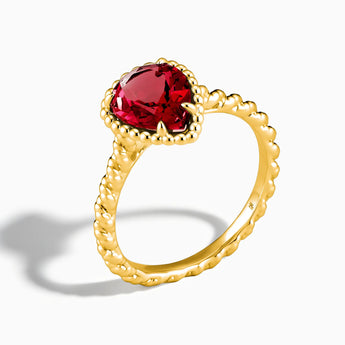 18KT Yellow Gold Vermeil Ruby Pear Ring - Still Light Side View