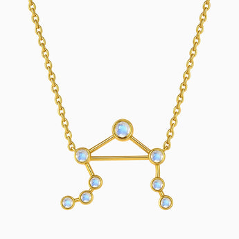 18KT Yellow Gold Vermeil Sagittarius Zodiac Constellation Necklace - Moonstone Front View