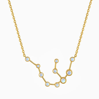 18KT Yellow Gold Vermeil Scorpio Zodiac Constellation Necklace - Moonstone Front View