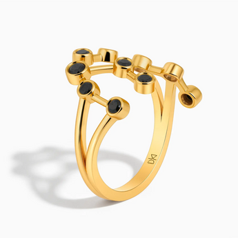 18KT Yellow Gold Vermeil Scorpio Zodiac Constellation Ring - Black Onyx Side View