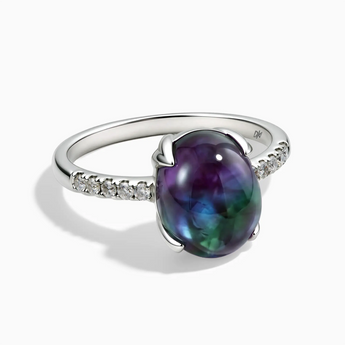 925 Sterling Silver Alexandrite Cabochon Ring - Minimal Spiritual Front View