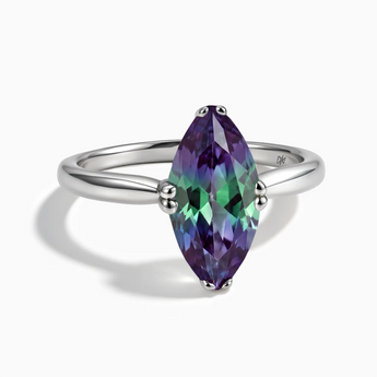 925 Sterling Silver Alexandrite Marquise Ring - Silent Glow Front View