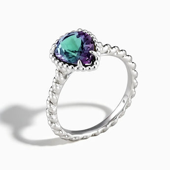 925 Sterling Silver Alexandrite Pear Ring - Still Light Side View