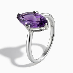 925 Sterling Silver Amethyst Marquise Ring - Silent Glow Side View
