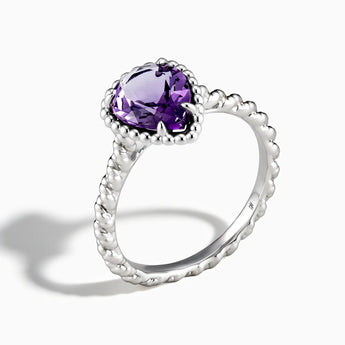 925 Sterling Silver Amethyst Pear Ring - Still Light Side View