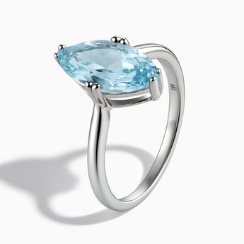 925 Sterling Silver Aquamarine Marquise Ring - Silent Glow Side View