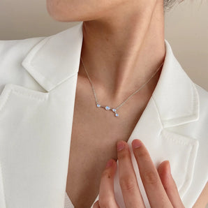 925 Sterling Silver Aries Zodiac Constellation Necklace - Moonstone Worn View