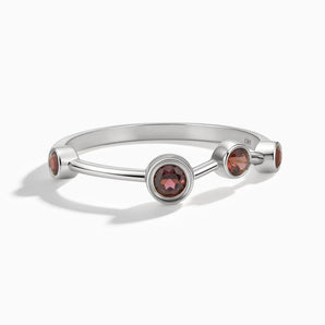 925 Sterling Silver Aries Zodiac Constellation Ring - Garnet Front View
