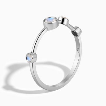 925 Sterling Silver Aries Zodiac Constellation Ring - Moonstone Side View