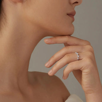 925 Sterling Silver Aries Zodiac Constellation Ring - Moonstone Worn View