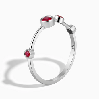 925 Sterling Silver Aries Zodiac Constellation Ring - Ruby Side View