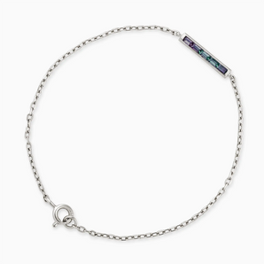 925 Sterling Silver Baguette Alexandrite Bar Bracelet - Sleek Horizon Front View