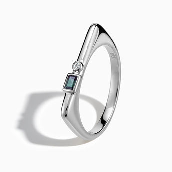 925 Sterling Silver Baguette Alexandrite Puzzle Stacking Ring - Minimal Mood Side View