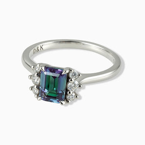 925 Sterling Silver Baguette Alexandrite Ring – Seraph Front View