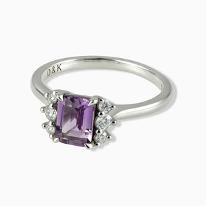 925 Sterling Silver Baguette Amethyst Ring – Seraph Front View