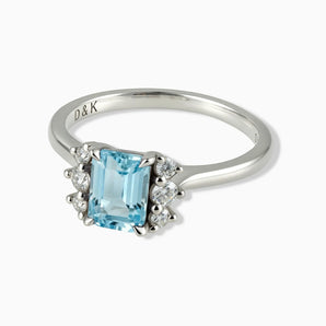 925 Sterling Silver Baguette Aquamarine Ring – Seraph Front View
